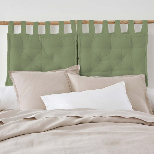 Set of 2 Hanging Tufted Fibre Olive Green HeadBoard Cushions