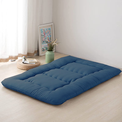 Japanese Futon Mattress for Sleeping, Foldable Japanese Bed Roll Up Mattress Tatami Mat Navy