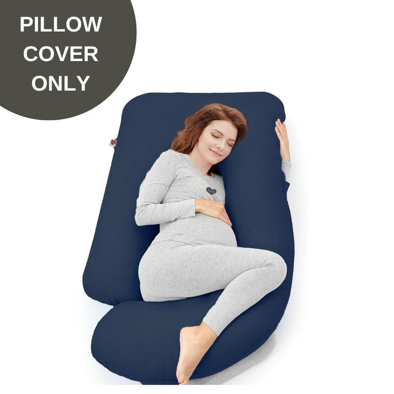Cover Only -  G Shaped Pregnancy Pillow Cover - Navy Blue