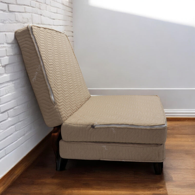 Beige Three Fold Foam Mattress | Foldable Mattress with Removable Covers | High Resilience Super Soft Foam