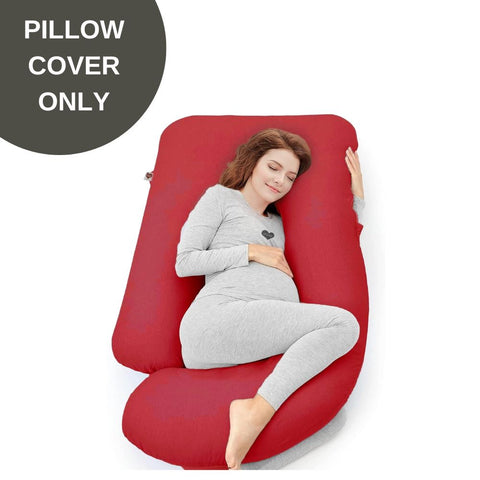 Cover Only -  G Shaped Pregnancy Pillow Cover - Red