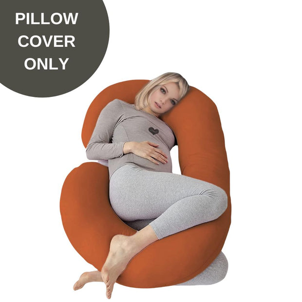 Cover Only - C Shaped Pregnancy Pillow Cover - Brick Orange