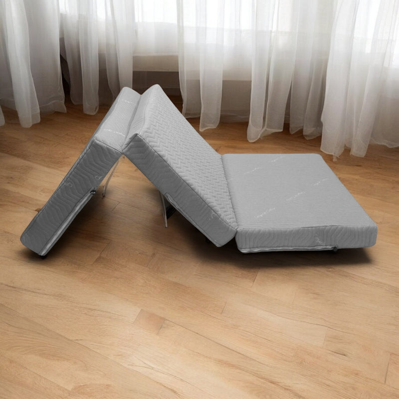 Grey Three Fold Foam Mattress | Foldable Mattress with Removable Covers | High Resilience Super Soft Foam