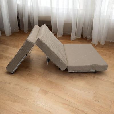 Beige Three Fold Foam Mattress | Foldable Mattress with Removable Covers | High Resilience Super Soft Foam