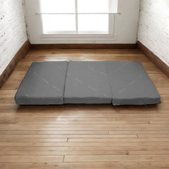 Grey Three Fold Foam Mattress | Foldable Mattress with Removable Covers | High Resilience Super Soft Foam