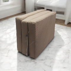Beige Three Fold Foam Mattress | Foldable Mattress with Removable Covers | High Resilience Super Soft Foam