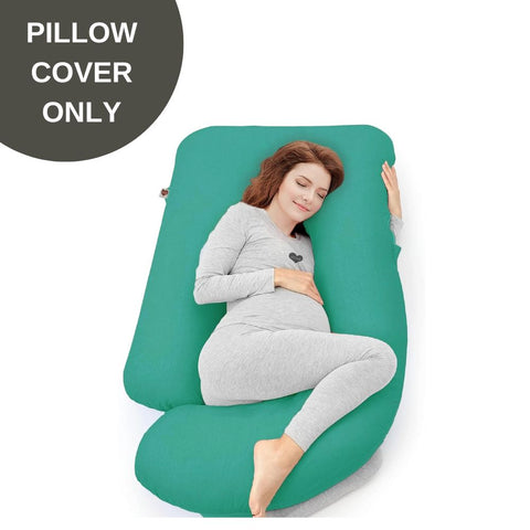 Cover Only -  G Shaped Pregnancy Pillow Cover - Cyan Green