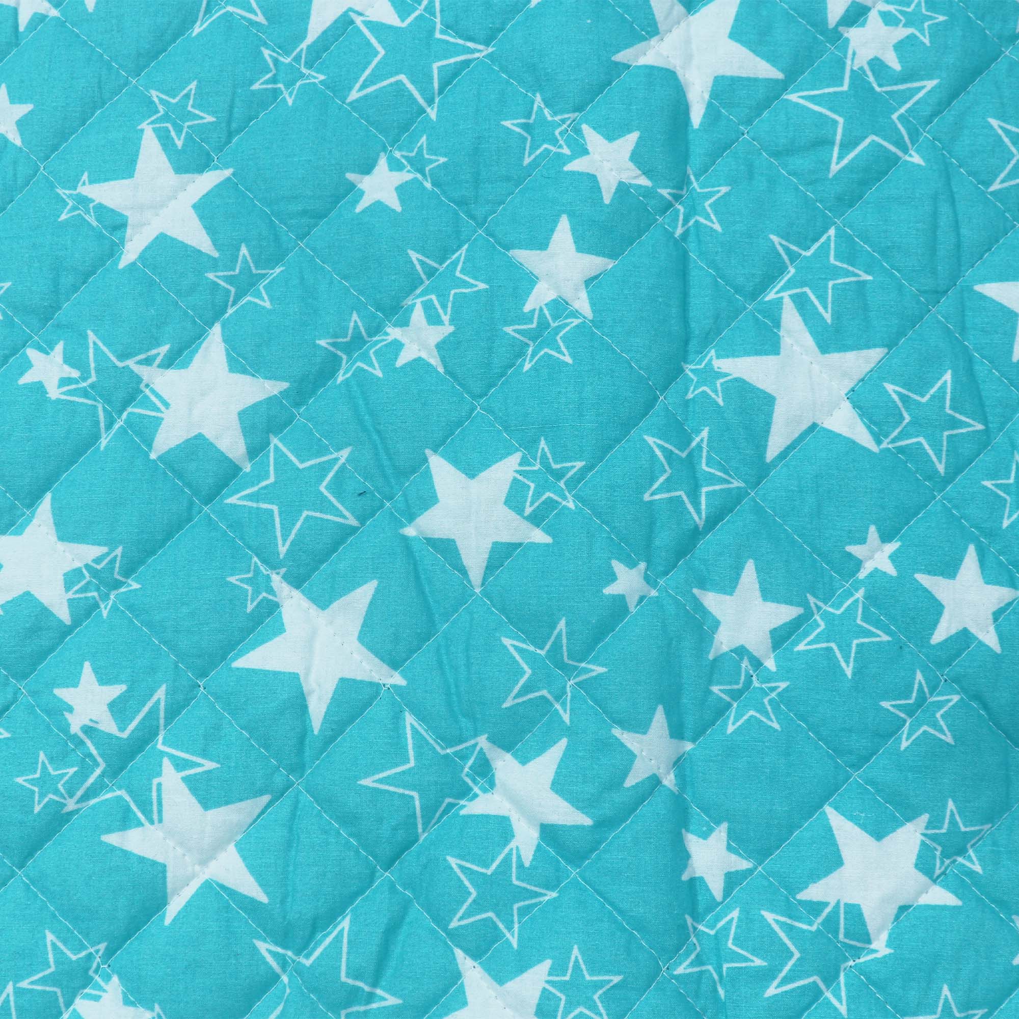 Coozly Set of 2 Quilted Pillow Cases | 100% Cotton Fabric | 45 X 70 Cms | Large Pillow Covers | Quilted Front (Blue Star)