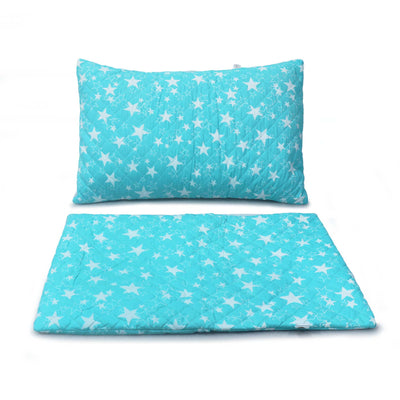 Coozly Set of 2 Quilted Pillow Cases | 100% Cotton Fabric | 45 X 70 Cms | Large Pillow Covers | Quilted Front (Blue Star)