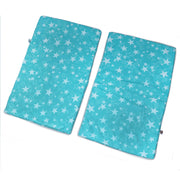 Coozly Set of 2 Quilted Pillow Cases | 100% Cotton Fabric | 45 X 70 Cms | Large Pillow Covers | Quilted Front (Blue Star)