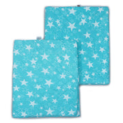 Coozly Set of 2 Quilted Pillow Cases | 100% Cotton Fabric | 45 X 70 Cms | Large Pillow Covers | Quilted Front (Blue Star)