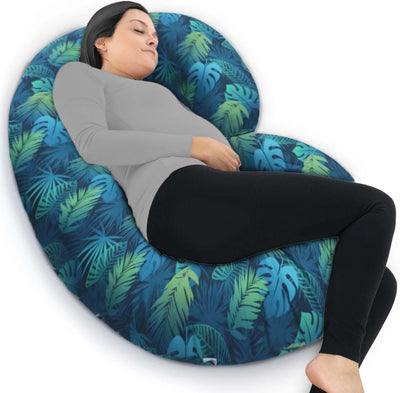 CDEN Pregnancy Pillow, J Shaped Full Body Pillow 57, Maternity Pillow  Support for Back, Legs, Neck, Hips for Pregnant Women with Removable  Washable Velvet Cover(LIGHTGREY/NAVYBLUE) 