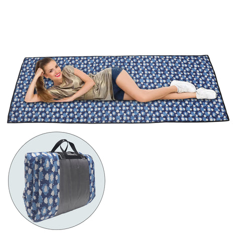 Cotton Fabric Foldable Floor Mattress with 1 inch Thick Foam and Fibre Padding | Size 72 X 36 Inches | Portable, Lightweight Travel Mat in Carry Bag Style (Clouds)