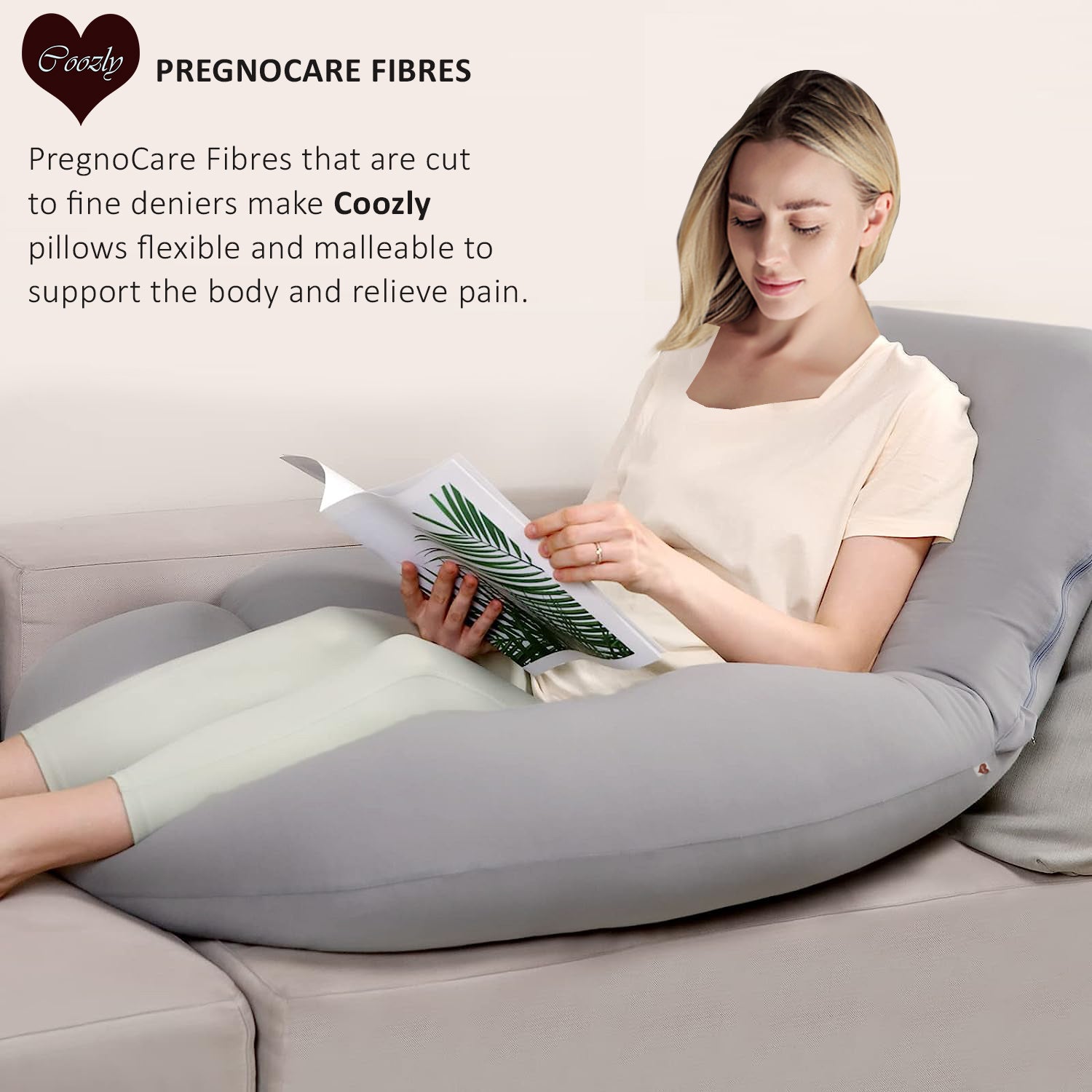 Grey - Coozly Belly Back Pregnancy Pillow