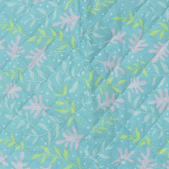 Coozly Set of 2 Quilted Pillow Cases | 100% Cotton Fabric | 45 X 70 Cms | Large Pillow Covers | Quilted Front (Minty Floral)