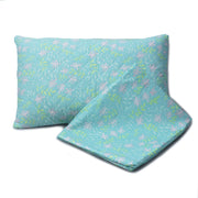 Coozly Set of 2 Quilted Pillow Cases | 100% Cotton Fabric | 45 X 70 Cms | Large Pillow Covers | Quilted Front (Minty Floral)