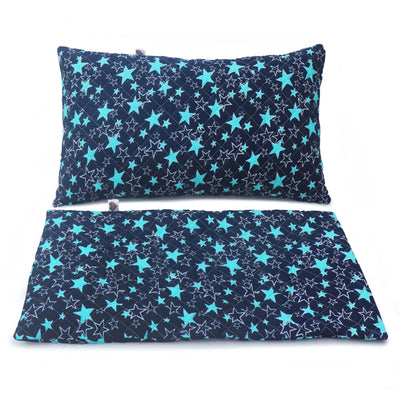 Coozly Set of 2 Quilted Pillow Cases | 100% Cotton Fabric | 45 X 70 Cms | Large Pillow Covers | Quilted Front (Navy Star)
