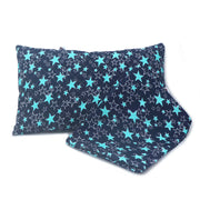 Coozly Set of 2 Quilted Pillow Cases | 100% Cotton Fabric | 45 X 70 Cms | Large Pillow Covers | Quilted Front (Navy Star)