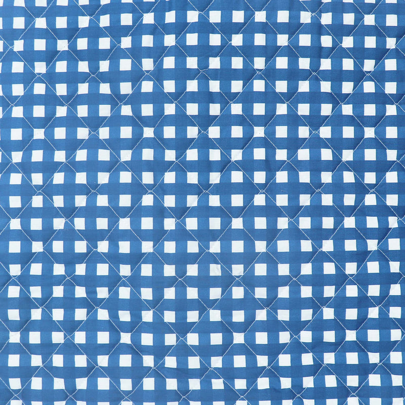 Coozly Set of 2 Quilted Pillow Cases | 100% Cotton Fabric | 45 X 70 Cms | Large Pillow Covers | Quilted Front (Navy Checks)…