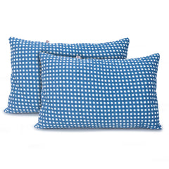 Coozly Set of 2 Quilted Pillow Cases | 100% Cotton Fabric | 45 X 70 Cms | Large Pillow Covers | Quilted Front (Navy Checks)…