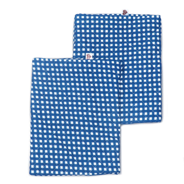 Coozly Set of 2 Quilted Pillow Cases | 100% Cotton Fabric | 45 X 70 Cms | Large Pillow Covers | Quilted Front (Navy Checks)…