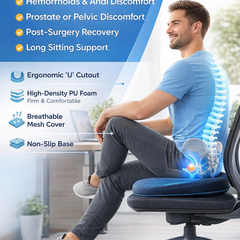 Orthopedic Donut Ring Seat Cushion for Tailbone & Piles Pain Relief – Blue