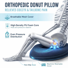 Orthopedic Donut Ring Seat Cushion for Tailbone & Piles Pain Relief – Blue
