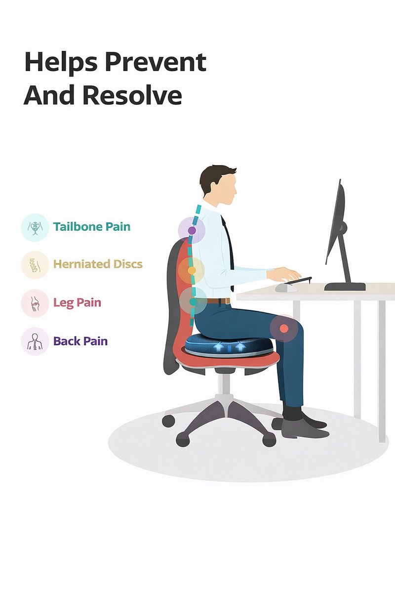 Orthopedic Donut Ring Seat Cushion for Tailbone & Piles Pain Relief – Blue