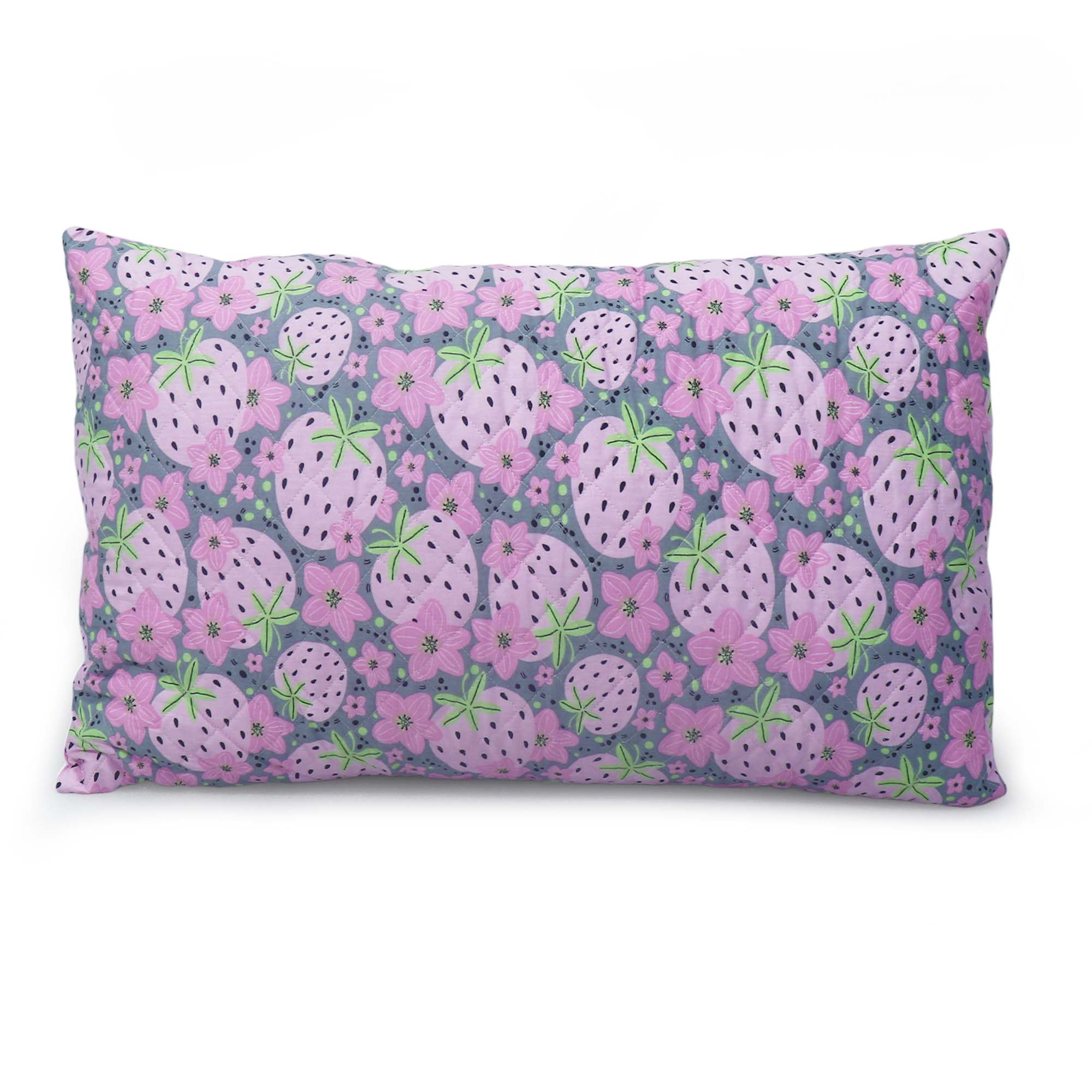 Coozly Set of 2 Quilted Pillow Cases | 100% Cotton Fabric | 45 X 70 Cms | Large Pillow Covers | Quilted Front (Very Berry)