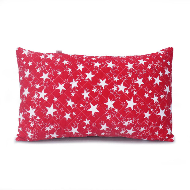 Coozly Set of 2 Quilted Pillow Cases | 100% Cotton Fabric | 45 X 70 Cms | Large Pillow Covers | Quilted Front (Red Star)