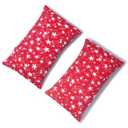 Coozly Set of 2 Quilted Pillow Cases | 100% Cotton Fabric | 45 X 70 Cms | Large Pillow Covers | Quilted Front (Red Star)