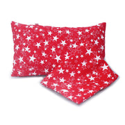 Coozly Set of 2 Quilted Pillow Cases | 100% Cotton Fabric | 45 X 70 Cms | Large Pillow Covers | Quilted Front (Red Star)