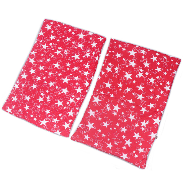 Coozly Set of 2 Quilted Pillow Cases | 100% Cotton Fabric | 45 X 70 Cms | Large Pillow Covers | Quilted Front (Red Star)