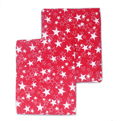 Coozly Set of 2 Quilted Pillow Cases | 100% Cotton Fabric | 45 X 70 Cms | Large Pillow Covers | Quilted Front (Red Star)