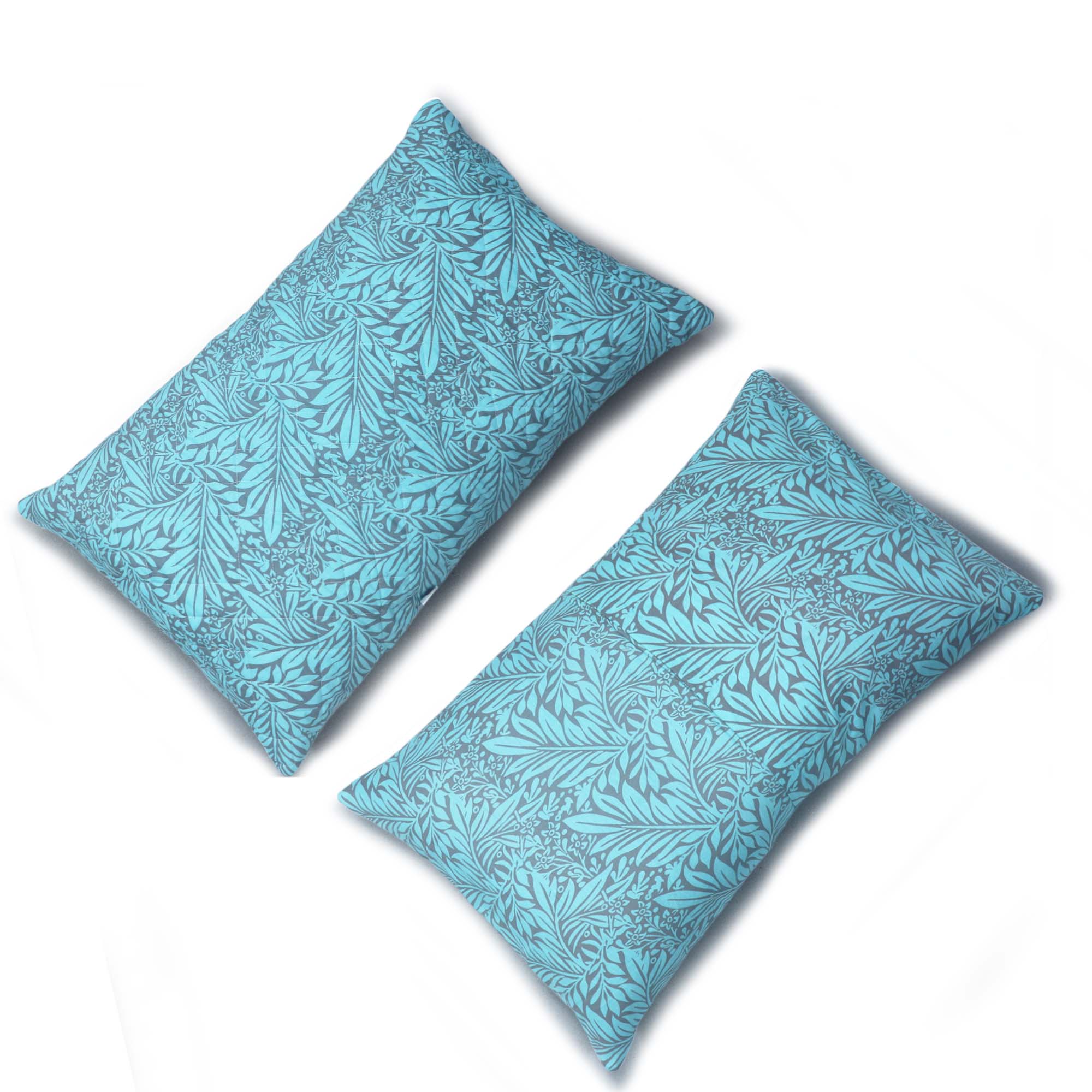 Coozly Set of 2 Quilted Pillow Cases | 100% Cotton Fabric | 45 X 70 Cms | Large Pillow Covers | Quilted Front (Tree of Life)