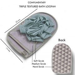 White Striped- Dermbrandt Premium Bath Towels with Loofah