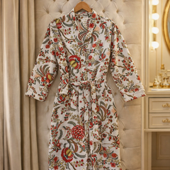 Premium Unisex 100% Cotton Waffle Printed Absorbent Bathrobe - Floral Magic