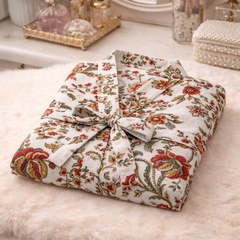 Premium Unisex 100% Cotton Waffle Printed Absorbent Bathrobe - Floral Magic