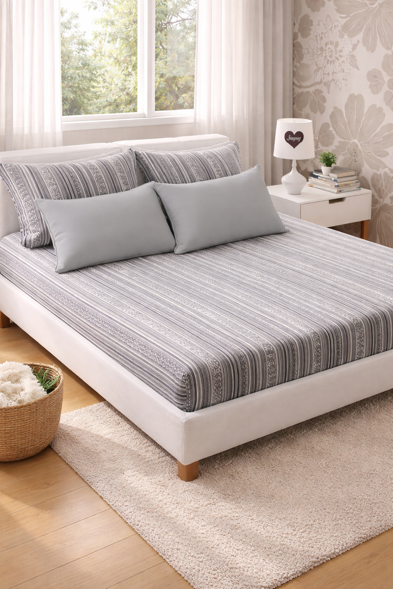 Aztec Cotton 200 TC Bedsheet + 4 Pillow Covers