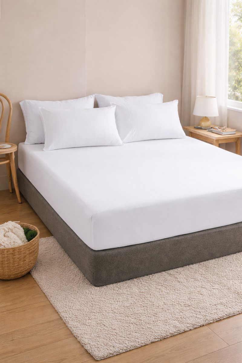 Fitted Cotton Jersey Custom Size BedSheet - White