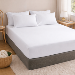 Fitted Cotton Jersey Custom Size BedSheet - White