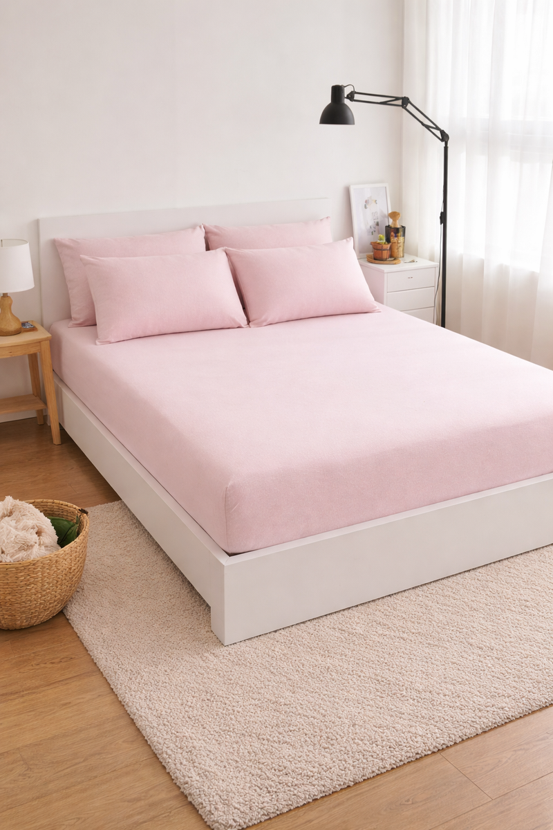 Fitted Cotton Jersey Custom Size BedSheet - Light Pink