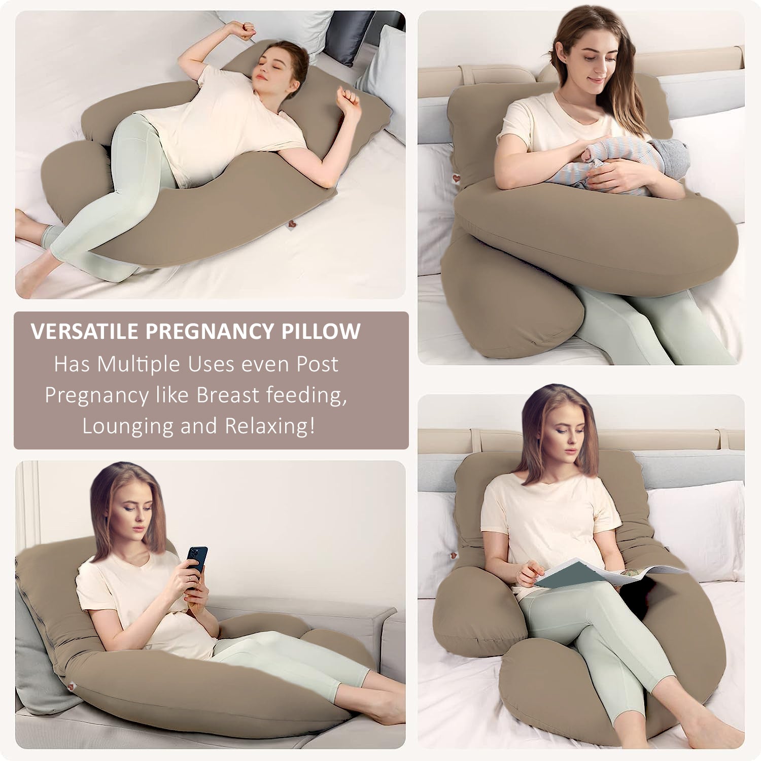 Beige-Coozly Belly Back Pregnancy Pillow