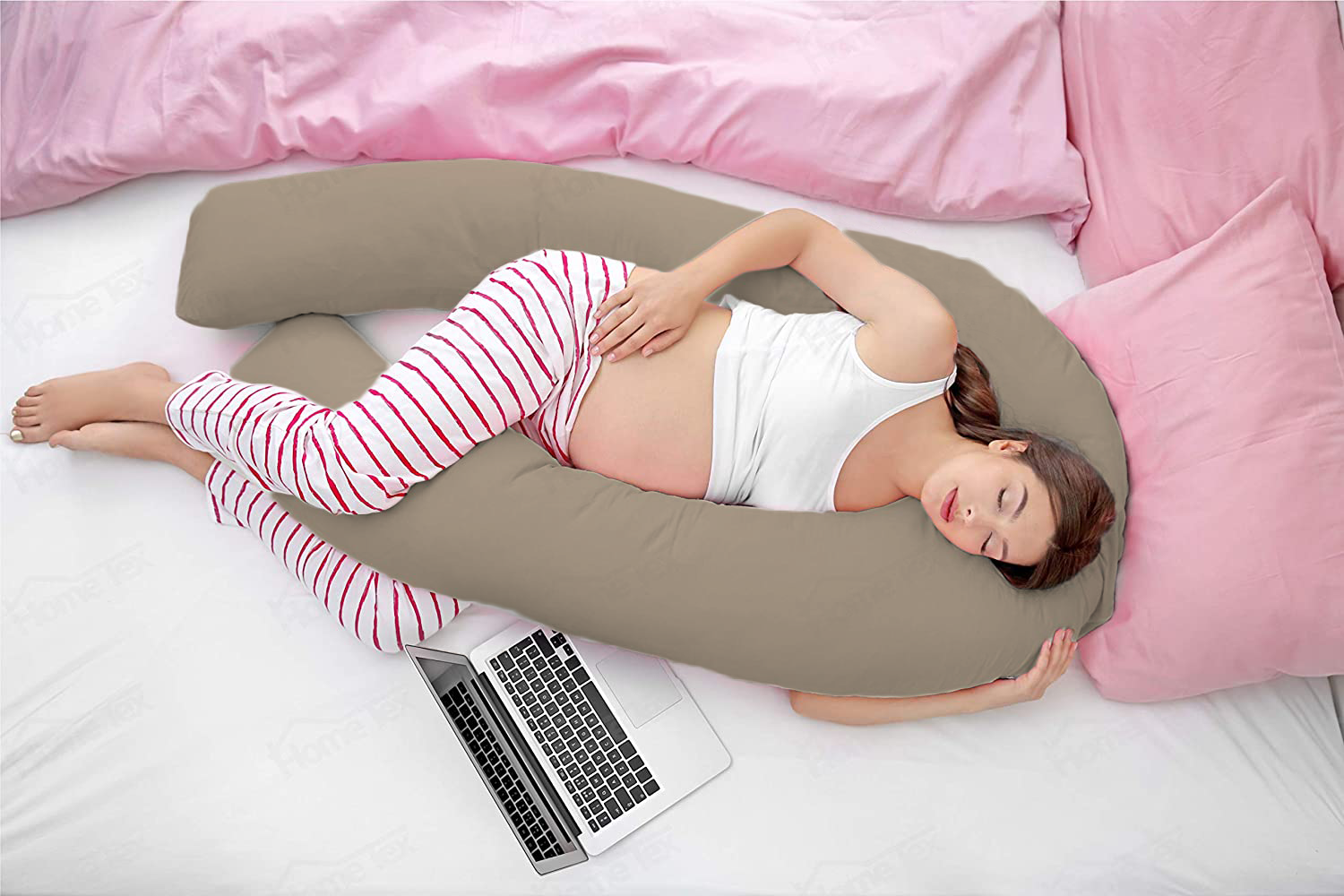 Beige-Coozly U Premium LYTE Pregnancy Body Pillow