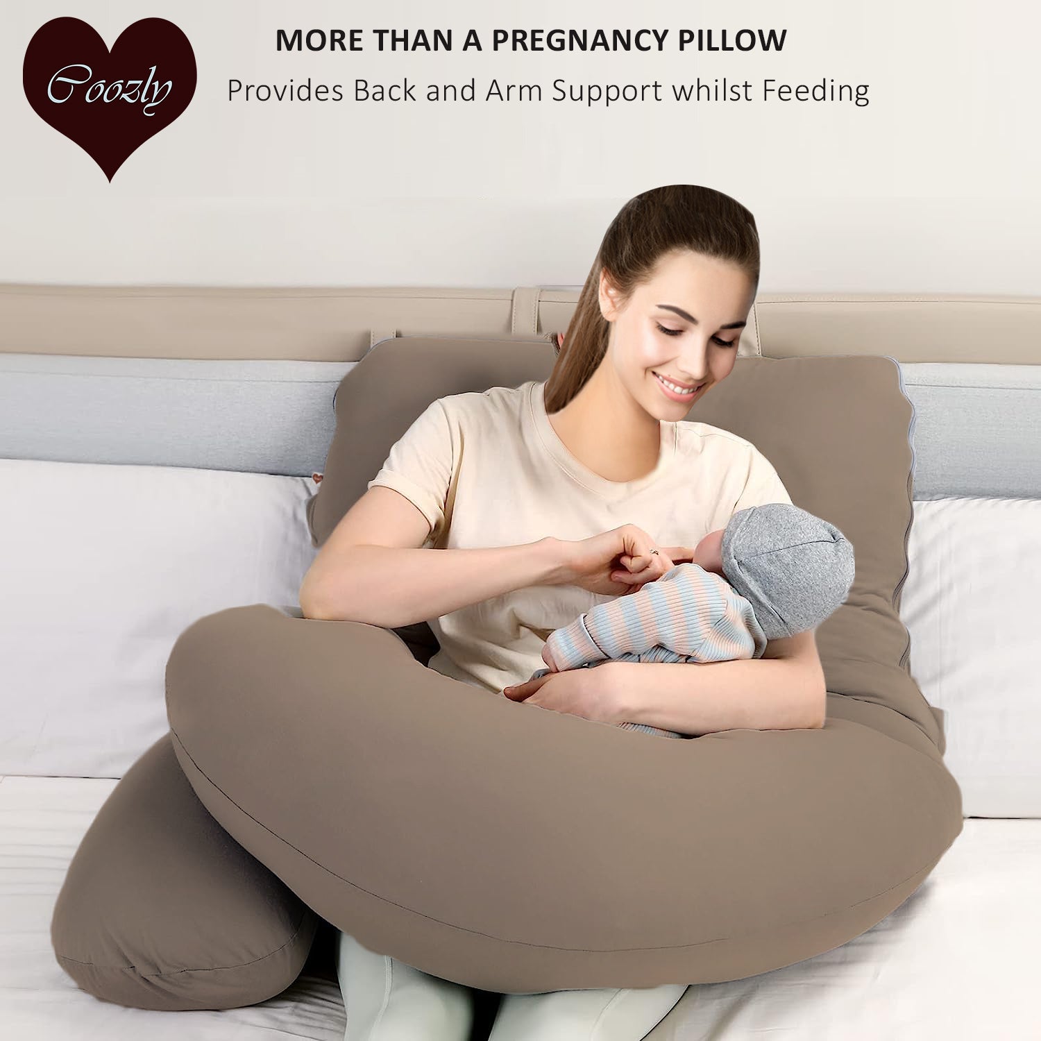 Beige-Coozly Belly Back Pregnancy Pillow