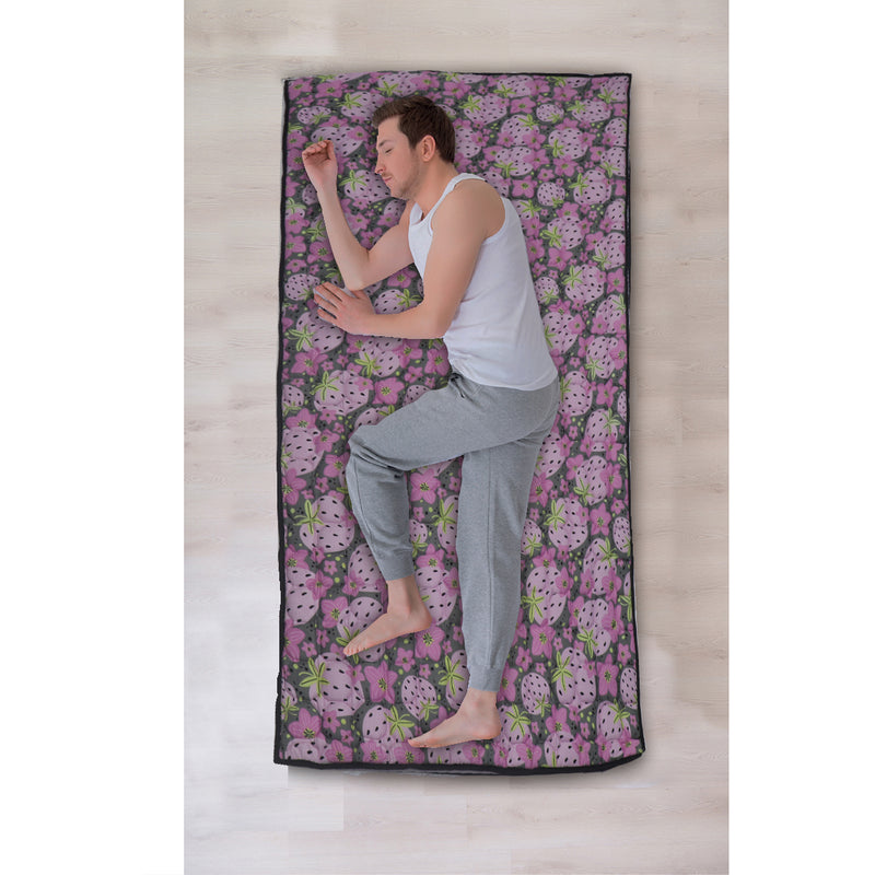 Cotton Fabric Foldable Floor Mattress with 1 inch Thick Foam and Fibre Padding | Size 72 X 36 Inches | Portable, Lightweight Travel Mat in Carry Bag Style (Berry)