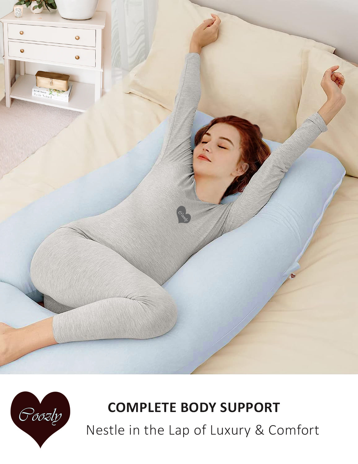 Light Blue - Coozly Belly Back Pregnancy Pillow