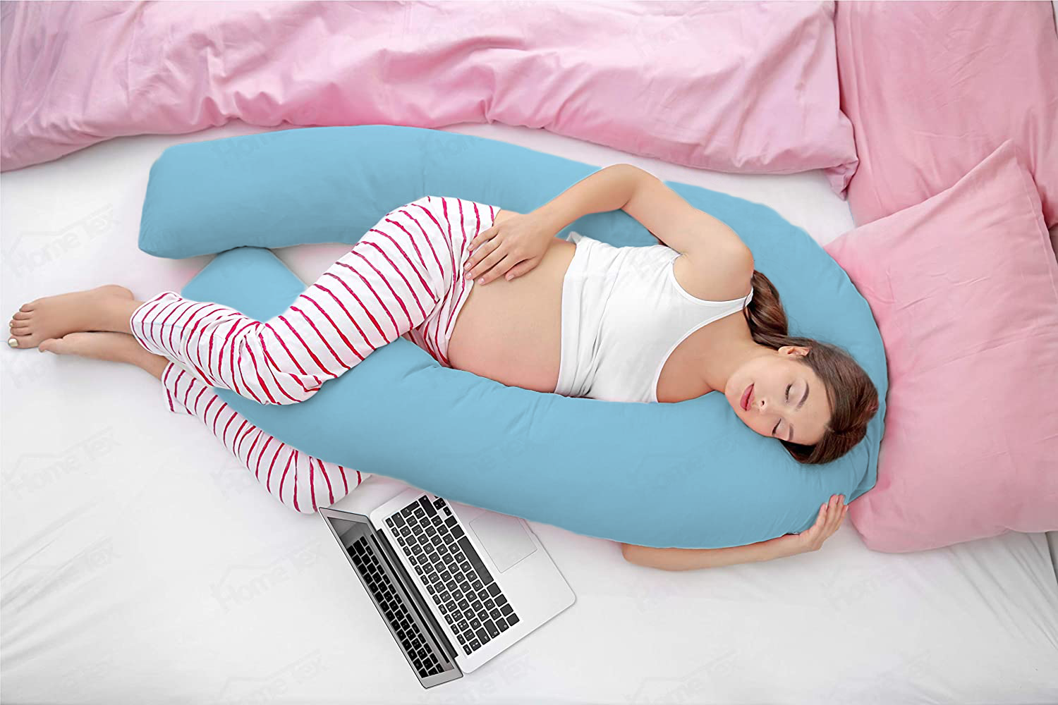 Light Blue-Coozly U Premium LYTE Pregnancy Body Pillow