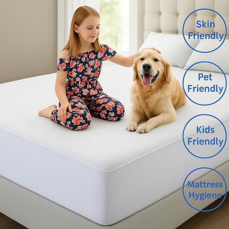 Cotton Terry Mattress Protector - White
