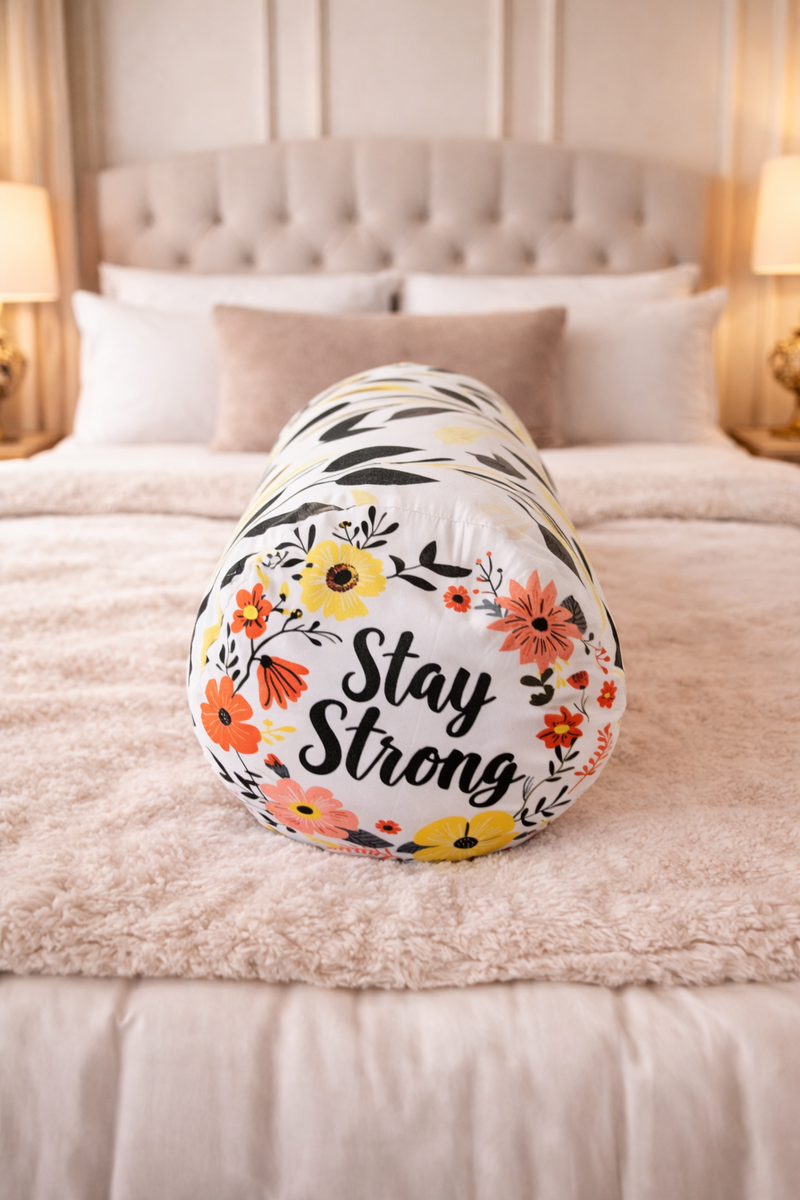 Bolster Pillow With Removable Cover - Stay Strong